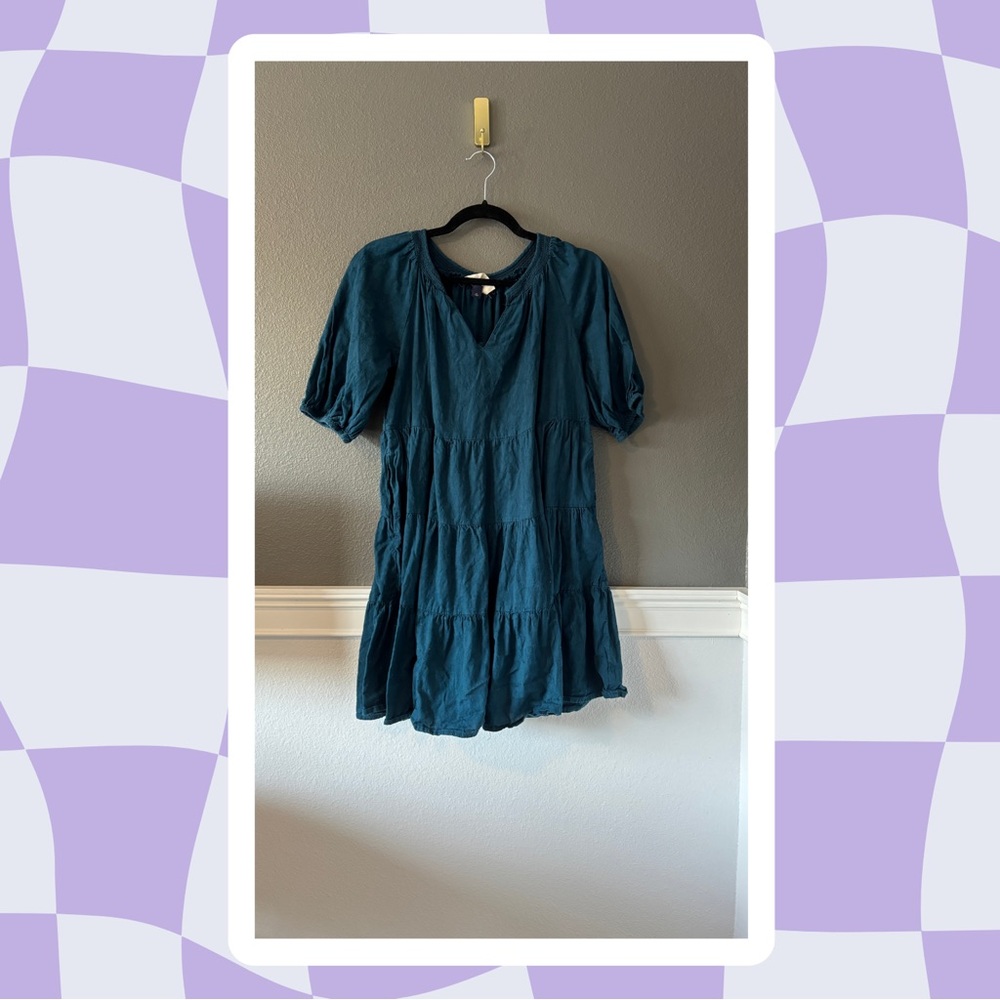 Teal Short Sleeve Dress